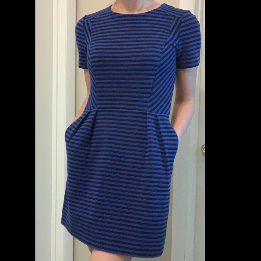 Madewell Gallerist Ponte Dress. Striped With Pockets. Size 6.